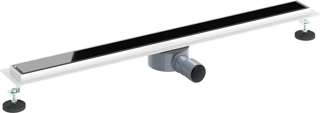 vidaXL Scarico doccia con copertura in vetro e sifone a 360° Nero 90 cm
