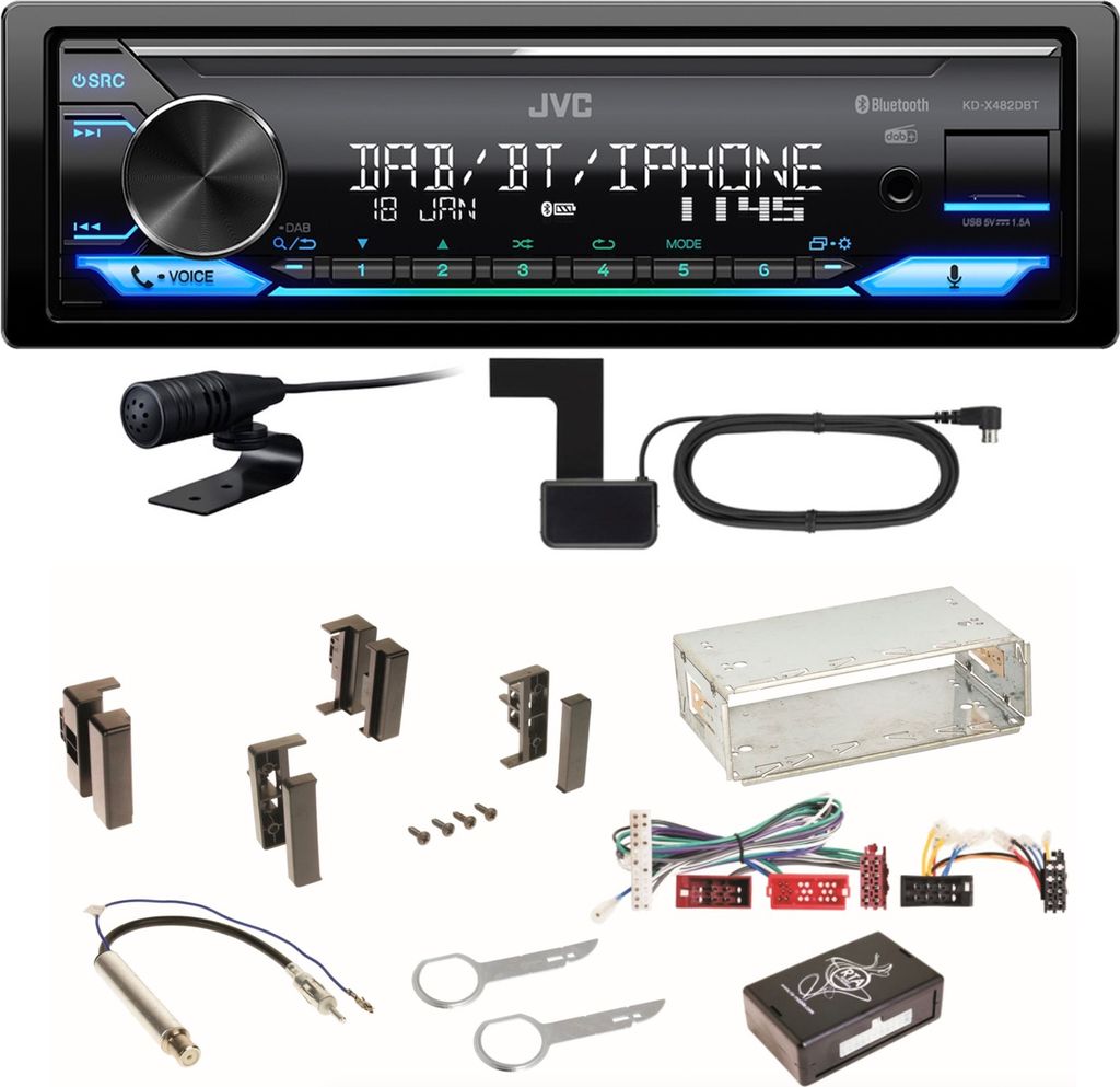 JVC KD-X482DBT Bluetooth Digitalradio Einbauset für Audi A4 B5 A6 4B C4 A8