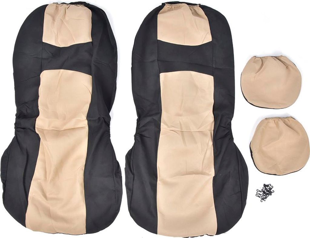 4PCS Universal Car Frontsitz Schutzabdeckung Set Innenausstattung für alle Jahreszeiten (Beigeblack)