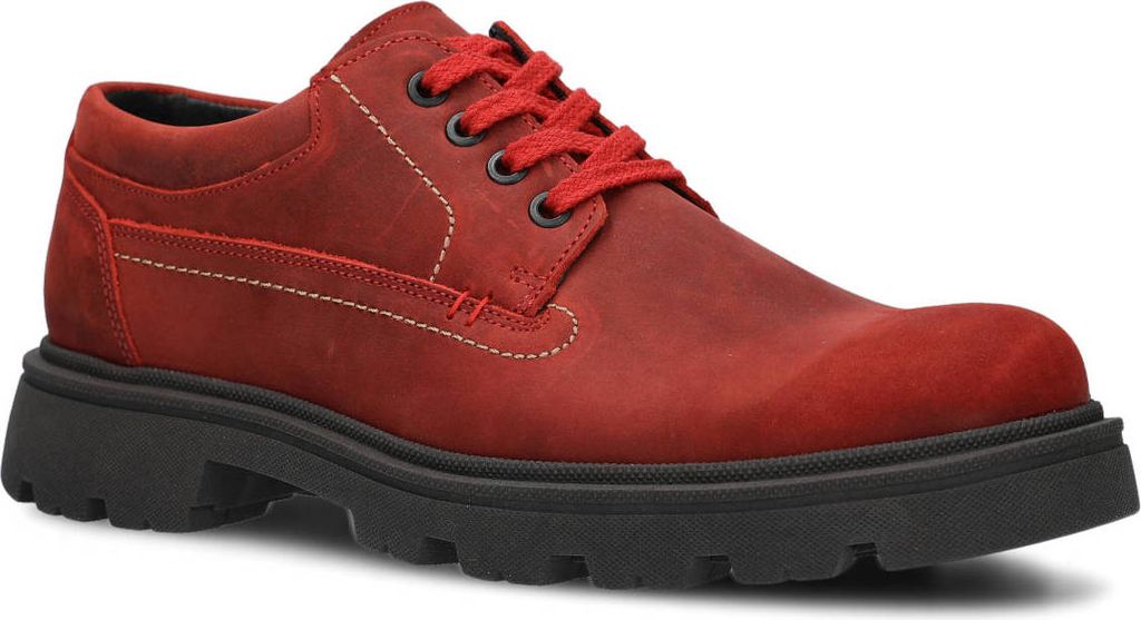 NAGABA Halbschuhe Herren Lederschuhe Echtleder für Herbst Frühling Rot, 42
