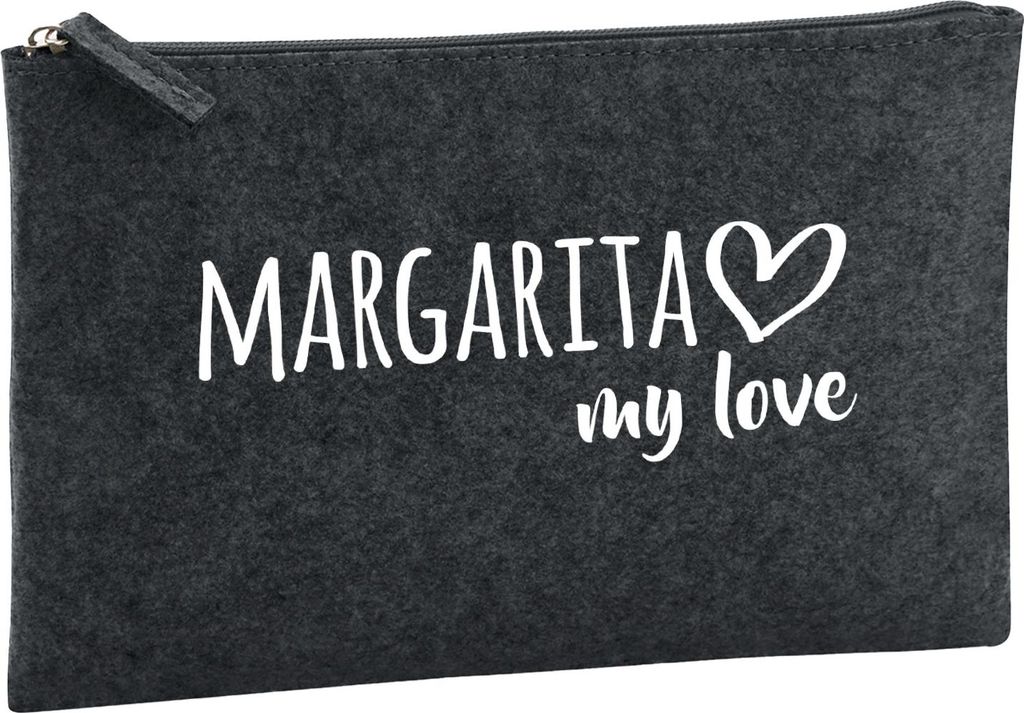 Huuraa Kulturbeutel Margarita Island my love 1 Liter Charcoal Filz Kosmetiktasche Geschenkidee