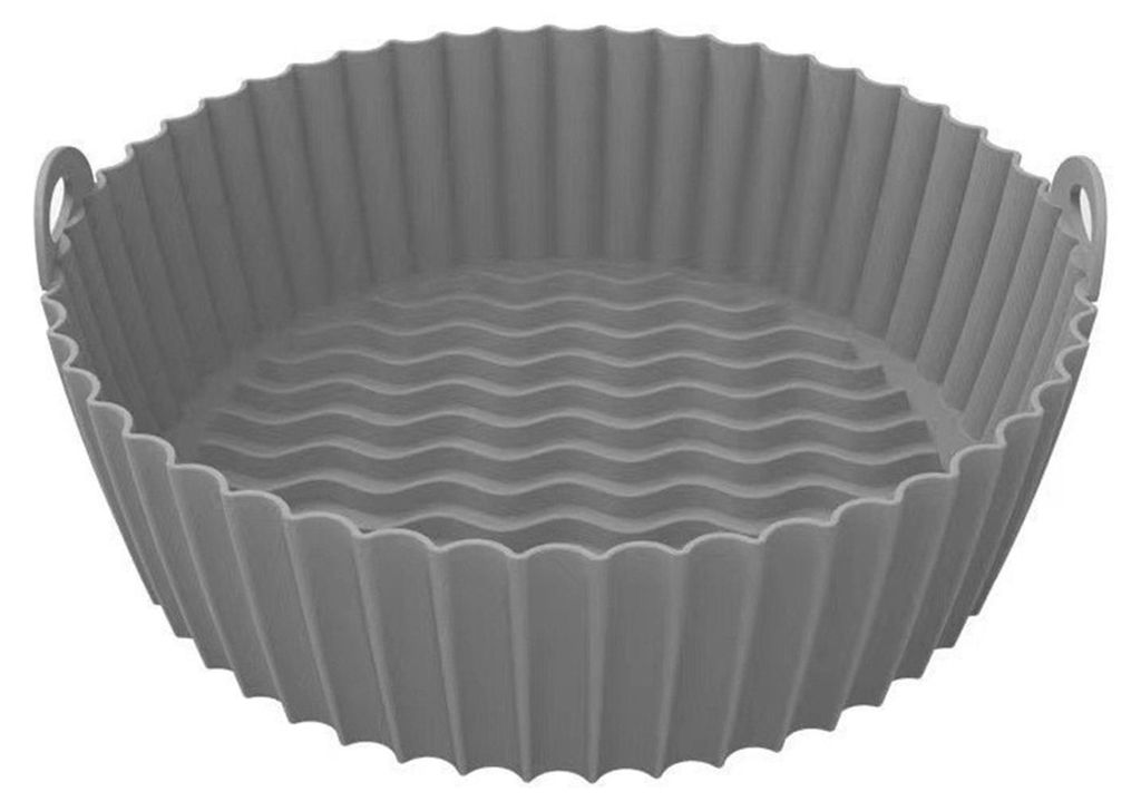 Silikon-Airfryer-Einlage mit Griffen, runde, faltbare Matte zum Backen, Frittieren, Dämpfen, lebensmittelecht, antihaftbeschichtet, hitzebeständig