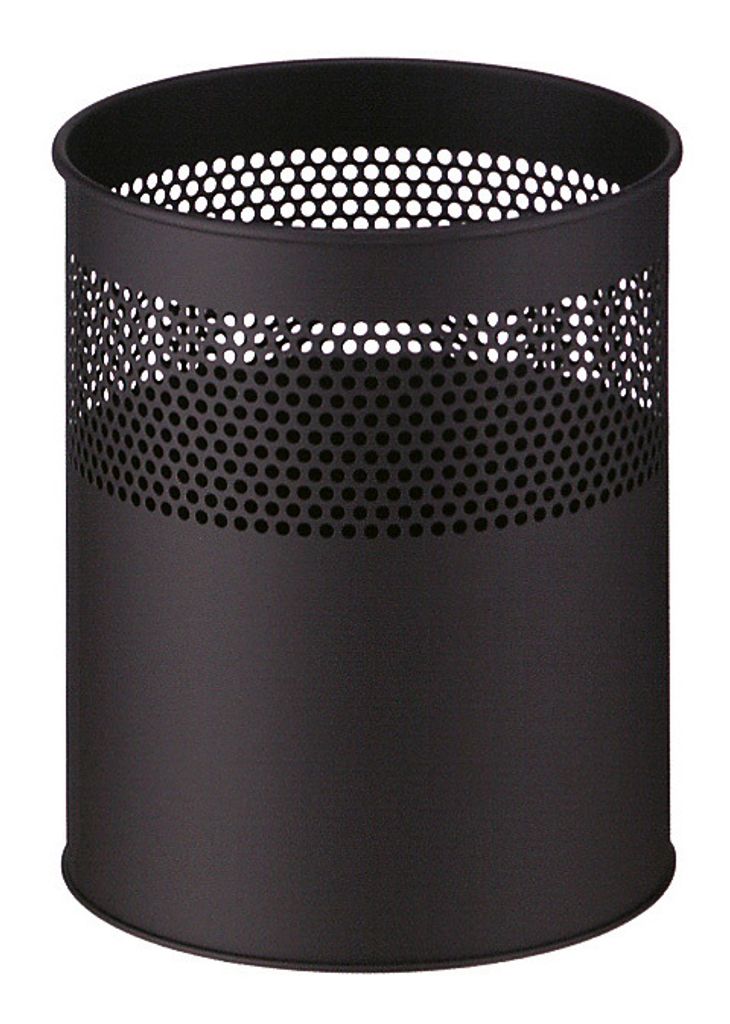 Halbperforierter Papierkorb 30 Liter schwarz