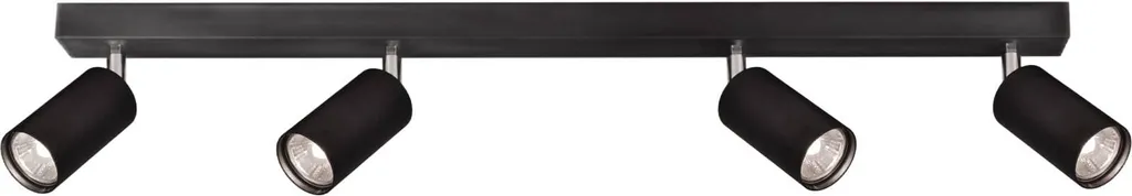 Spot de plafond pour grand couloir MONTI noir 4 lumières GU10 métal