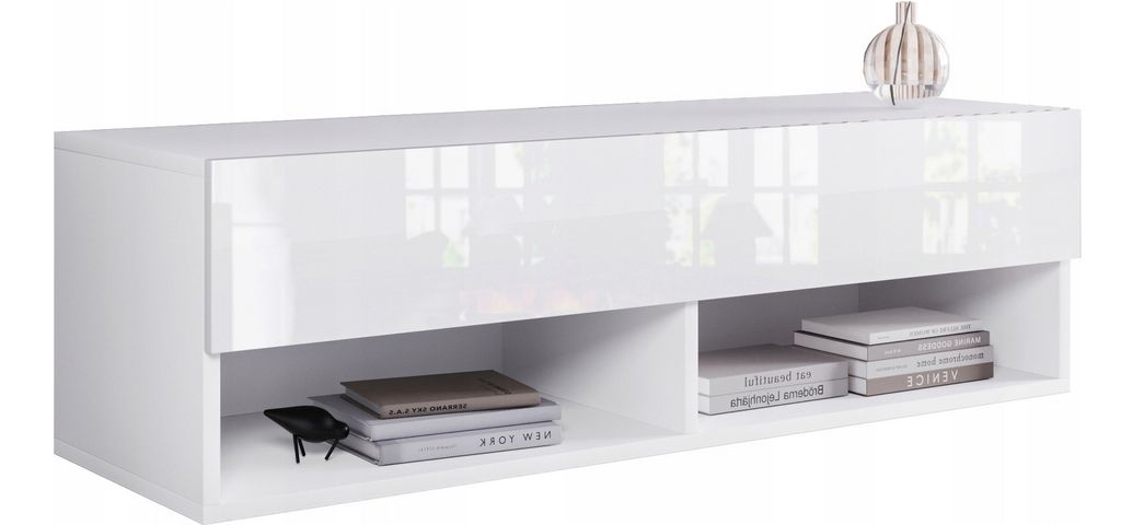 Tavolo TV CALIBURI 100 - bianco / bianco lucido Immagine del prodotto 