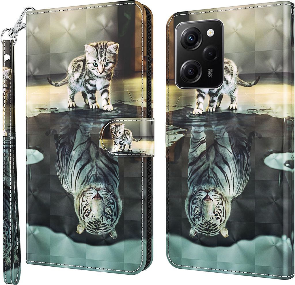 CLM-Tech Hülle kompatibel mit Xiaomi Redmi Note 12 Pro / Poco X5 Pro 5G - Tasche aus Kunstleder - Klapphülle mit Ständer und Kartenfächern, Kat...