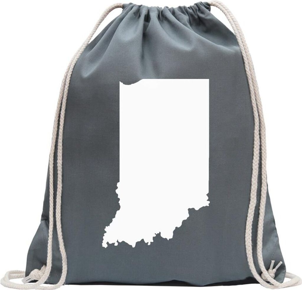 Kiwistar - Turnbeutel - stahlgrau - USA - Indiana Indianapolis - Fun Rucksack Sport Beutel Gymsack Baumwolle mit Ziehgurt