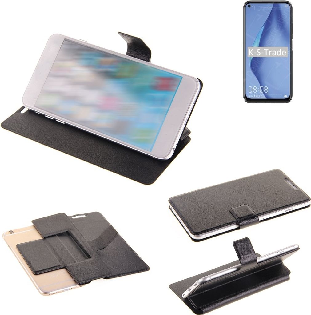 K-S-Trade Schutzhülle kompatibel mit Huawei P40 Lite Schutzhülle Flip Cover Klapphülle Wallet Case Slim Handyhülle bookstyle schwarz