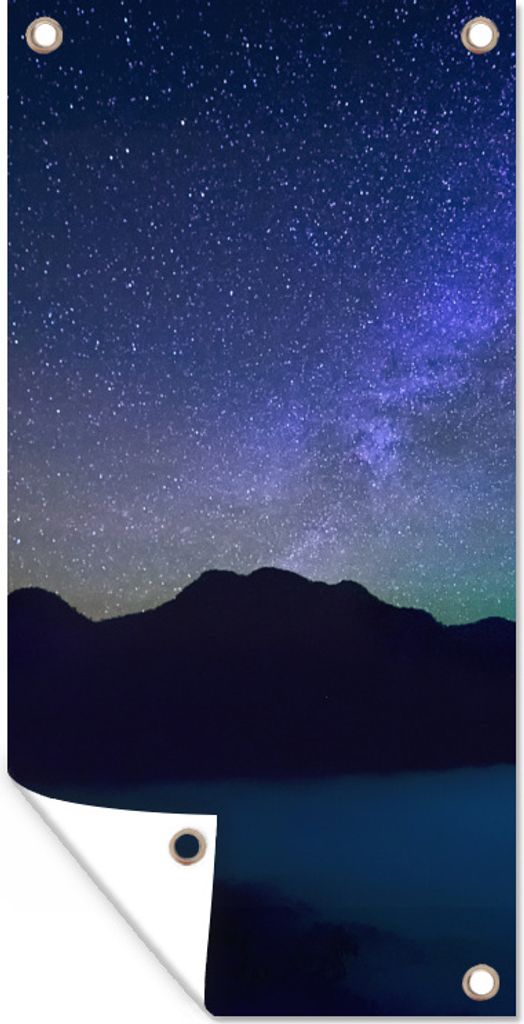 MuchoWow 30x60 cm Outdoor-Poster Gartendeko Sichtschutz Garten Poster für den Garten Sternenhimmel - Berg - Wasser