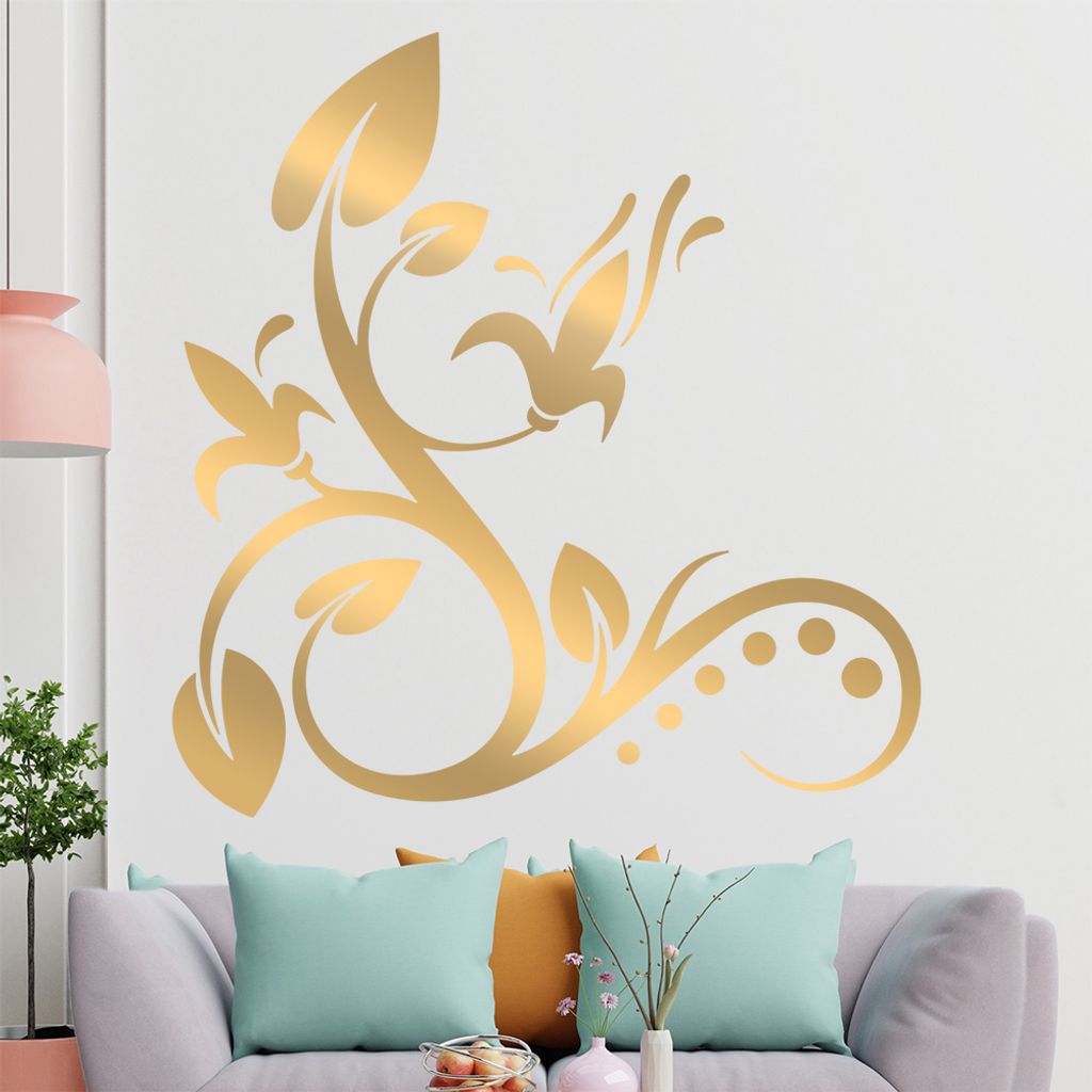 Blume - Linien Punkte Wandtattoo in 6 Größen - Wandaufkleber Wall Sticker - Dekoration, Küche, Wohnzimmer, Schlafzimmer, Badezimmer