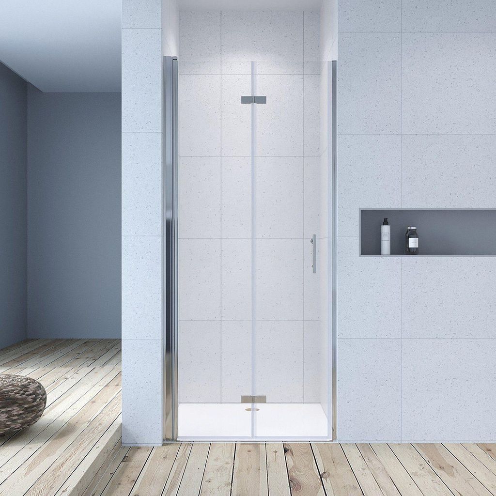 AQUABATOS Nischentür Duschtür Duschwand Glas ESG 6 mm faltbar Scharniertür Duschabtrennung mit Nano Beschichtung 1. 70x197 cm