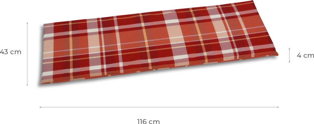 GO-DE Textil, Bankauflage 2-Sitzer, Einzelset, Farbe: rot, Maße ca.: 116 cm x 43 cm x 4 cm, Rückenhöhe: 68