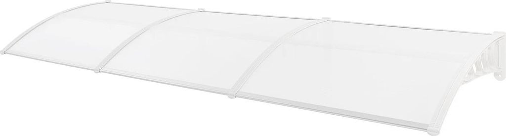 Vordach für Tür und Fenster - Gewölbtes Wandvordach - 90×300 cm - Polycarbonat (PC) - Aluminium Halterungen - Transparent