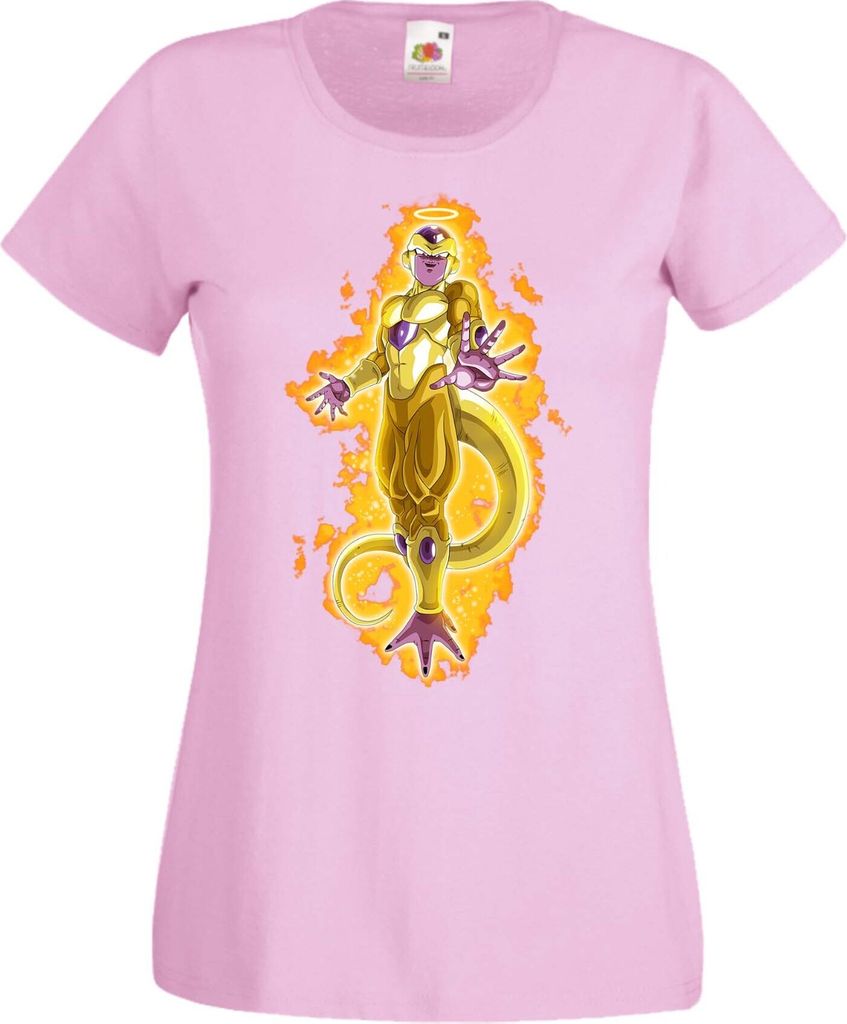 Damen T-Shirt Anime Manga Dragon Anime Manga Ball Z 08 Golden Freezer, Lady XS / Hellrosa