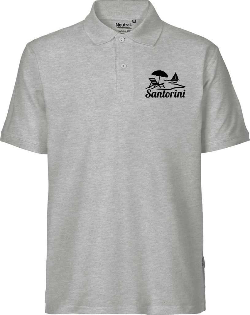 Huuraa Herren Polo Shirt Santorini Griechenland XL Sport Grey Bio Baumwolle Fairtrade Poloshirt Geschenkidee
