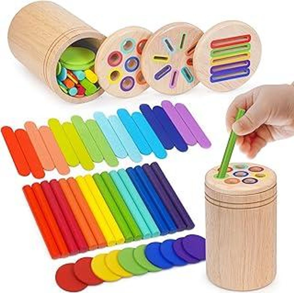Montessori Spielzeug ab 1 Jahr, 3-in-1 Montessori Spielzeug ab 1 2 3 Jahre, Holz Montessori Spielzeug 1 2 3 Jahre, Kleinkind Spielzeug Sensorik Spi...