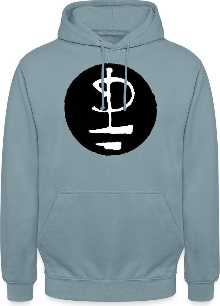 Spreadshirt Pink Floyd Logo Schwarz Weiß Uni Hoodie, M, Nebelblau