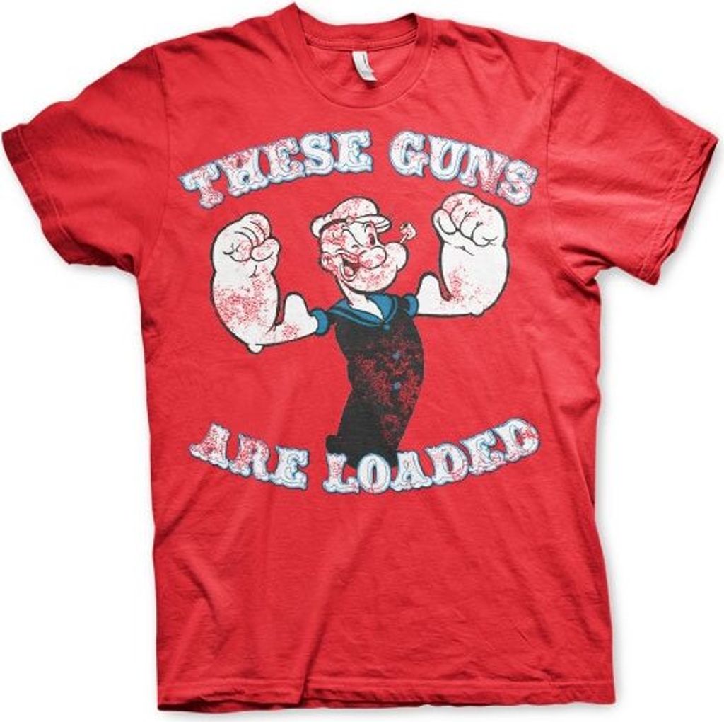 Popeye - These Guns Are Loaded T-Shirt - Small - Red