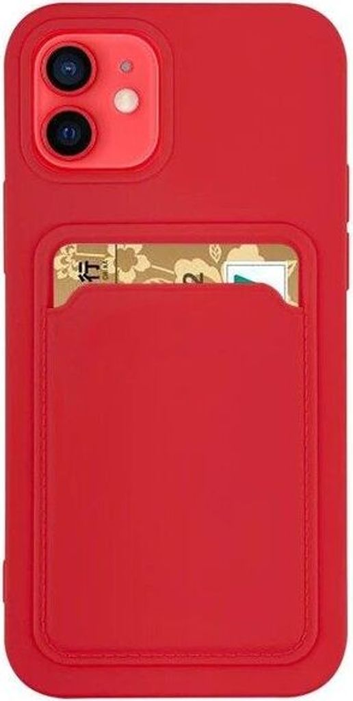 Card Case Hülle für Apple iPhone 13 Pro Max - Rote Silikonhülle mit Kartenfach KP13457