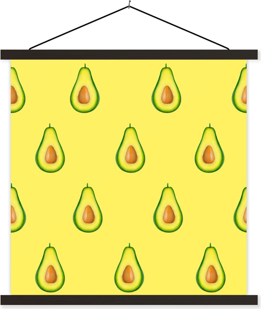 MuchoWow Textilposter Avocado - Muster - Obst 60x60 cm mit schwarzem Rahmen - Posteraufhänger
