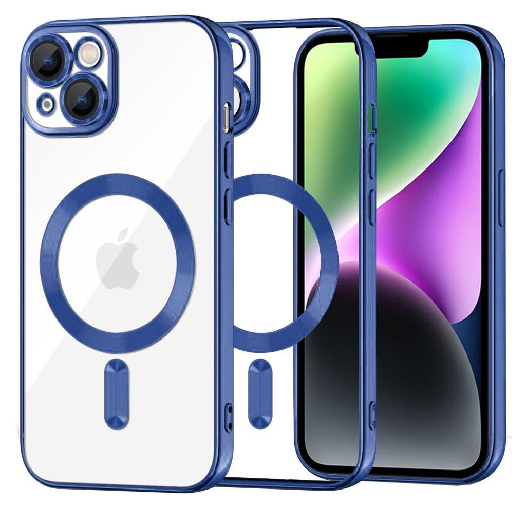 Techsuit Luxury Crystal Back Cover Hülle mit MagSafe für Apple iPhone 14 - Dunkelblau