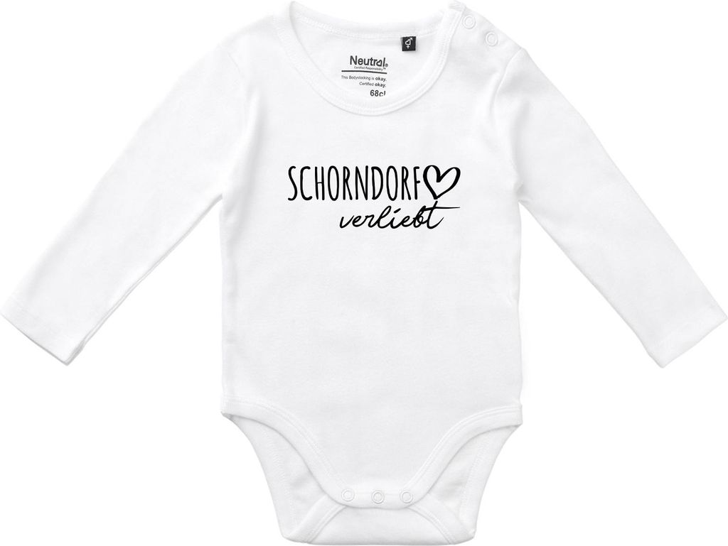 Huuraa Baby Body Schorndorf verliebt 68 White Baumwolle Fairtrade Langarmbody Geschenkidee