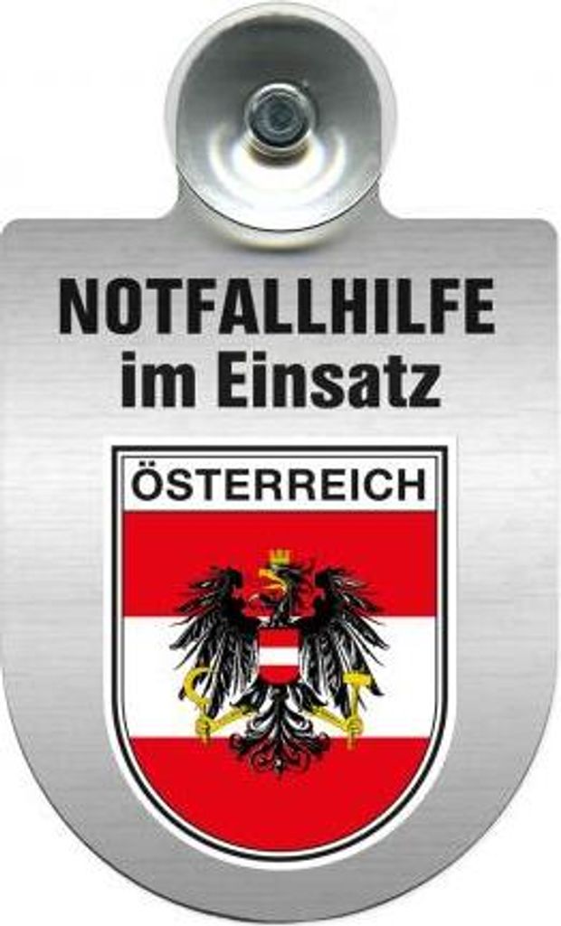 Einsatzschild mit Saugnapf - Notfallhilfe im Einsatz - incl. Regionenwappen 393828 Color - Region Österreich