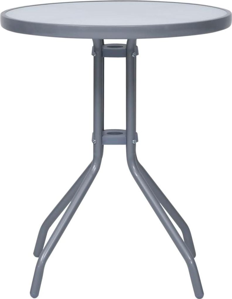vidaXL Gartentisch Hellgrau 60 cm Stahl und Glas Produktbild 