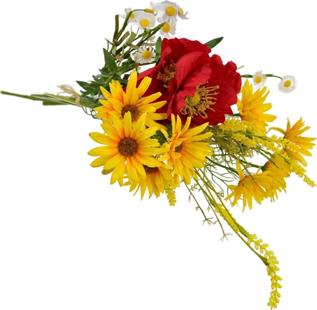 Blumenstrauß aus gelben Gänseblümchen mit Mohn und Kamille Produktbild 