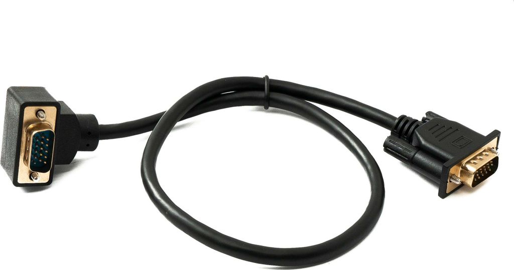 SYSTEM-S D Sub15 Kabel 50 cm HD VGA 15 Pin Stecker zu Stecker DB15 Winkel Up Angled Adapter