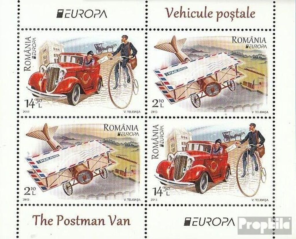 Briefmarken Rumänien 2013 Mi Block558II (kompl.Ausg.) postfrisch Postfahrzeuge