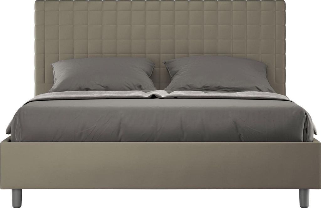 ITYHOME - Gepolstertes Bett mit Lattenrost 160x210 mit Kunstlederbezug Cappuccino Sunny