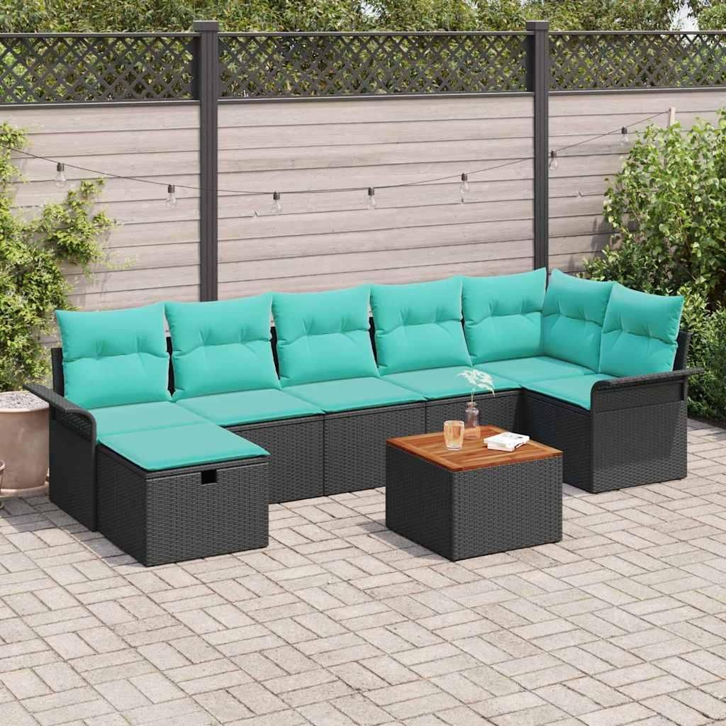 Maison Exclusive - Gartensofa-set mit Kissen 8 pcs Schwarz Poly Rattan