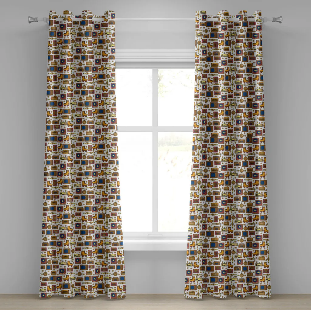 Rideau à œillets ABAKUHAUS moutarde 280x175 cm pour déco vintage