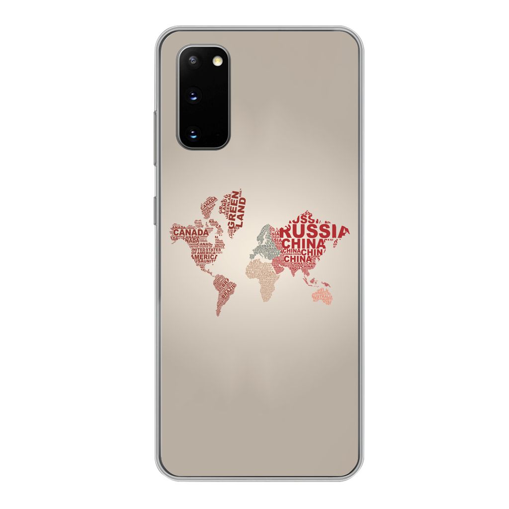 MuchoWow Handyhülle Schutzhülle Hülle für Samsung Galaxy S20 Weltkarte - Karte - Briefe Silikon Softcase Handy Hülle - Bild