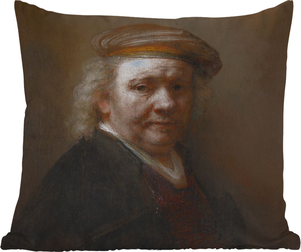 MuchoWow Outdoor Kissen - Selbstbildnis - Gemälde von Rembrandt van Rijn - 40x40 cm - Wetterfest - Lounge Kissen - Kopfkissen - Interieur - Pols...