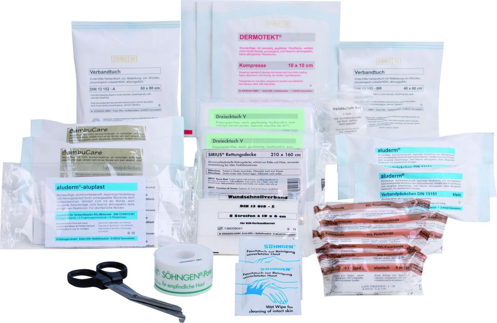 Söhngen Füllung Standard DIN 13164 KFZ Verbandskasten, Erste-Hilfe Ausrüstung