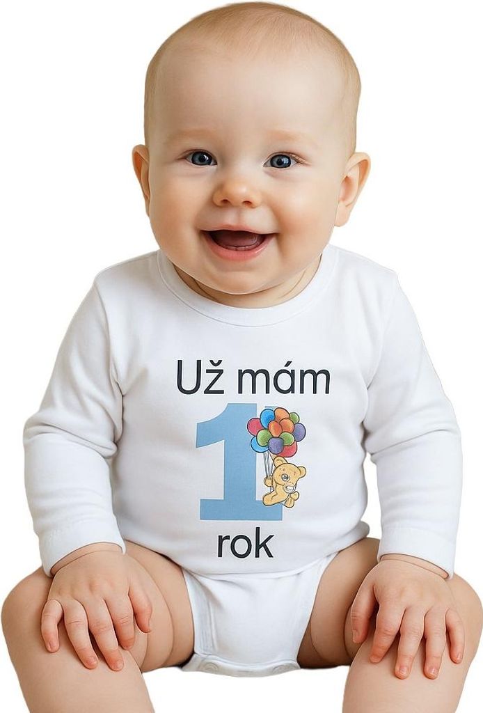 Bedruckter Body New Baby I'm 1 year old blau, Gr. 80 (9-12m)