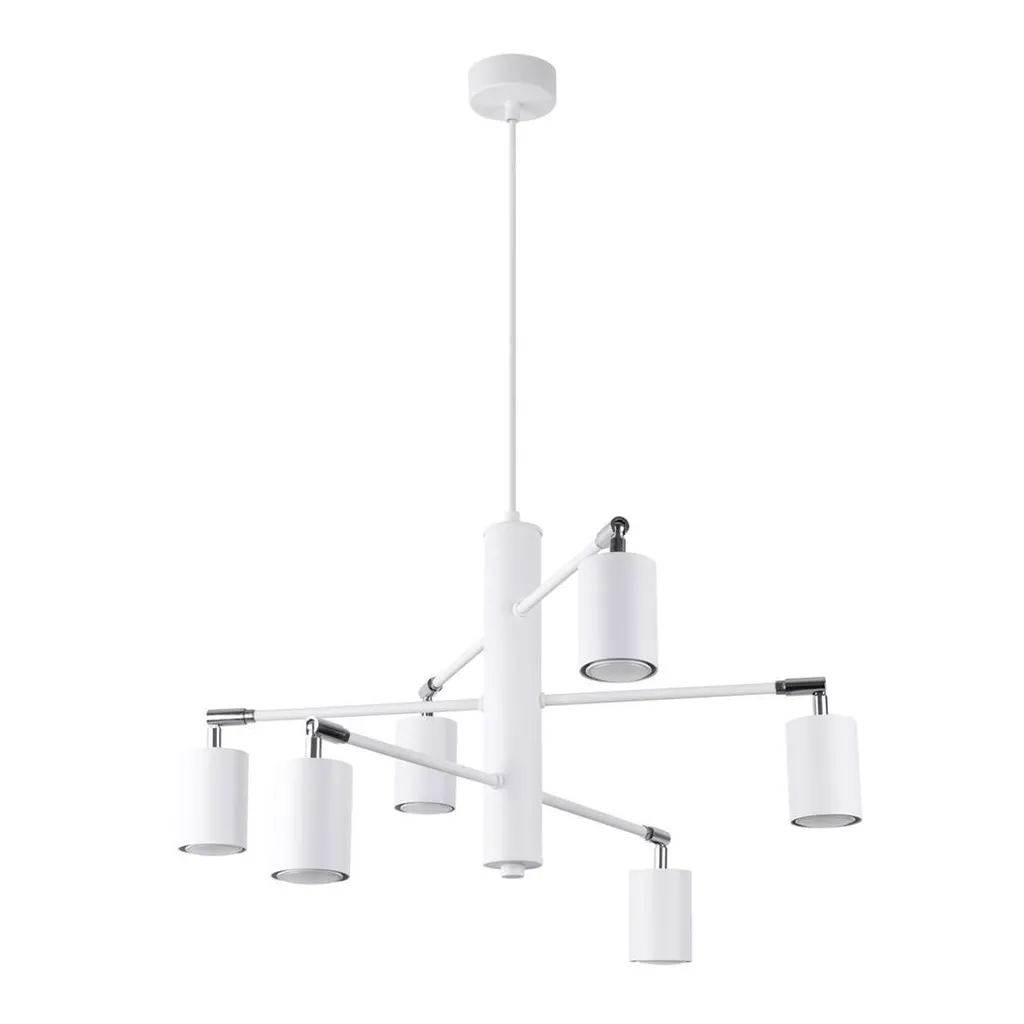 Lustre 6 lumières Lemmi blanc en acier 125cm design moderne Sollux
