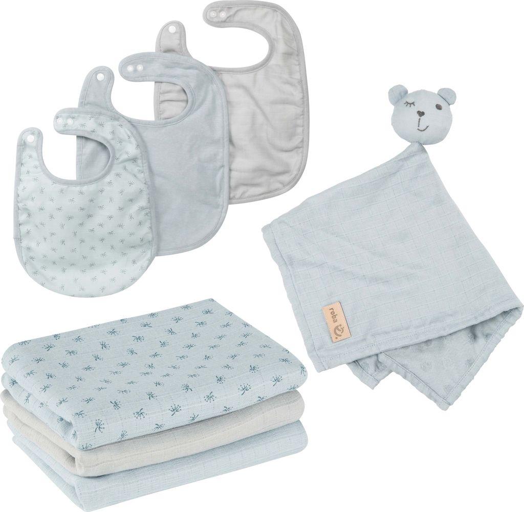 roba organic Geschenkset Baby Essentials 'Lil Planet' hellblau/sky, Baumwolle, GOTS, nachhaltig