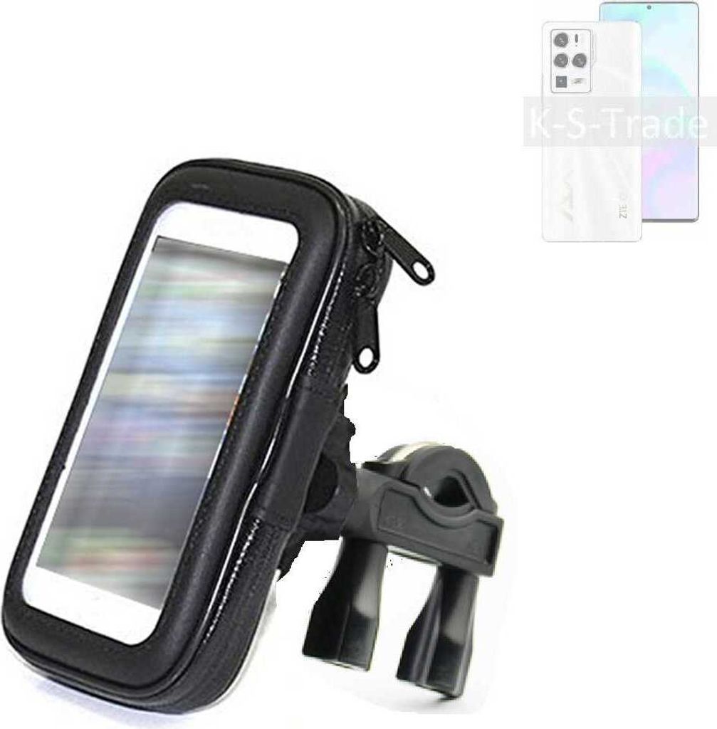 K-S-Trade Fahrrad-Halterung kompatibel mit ZTE Axon 30 Ultra Handy-Halterung Halter Lenkstange Fahrradhalterung Motorrad Bike Mount Wasserabweisend