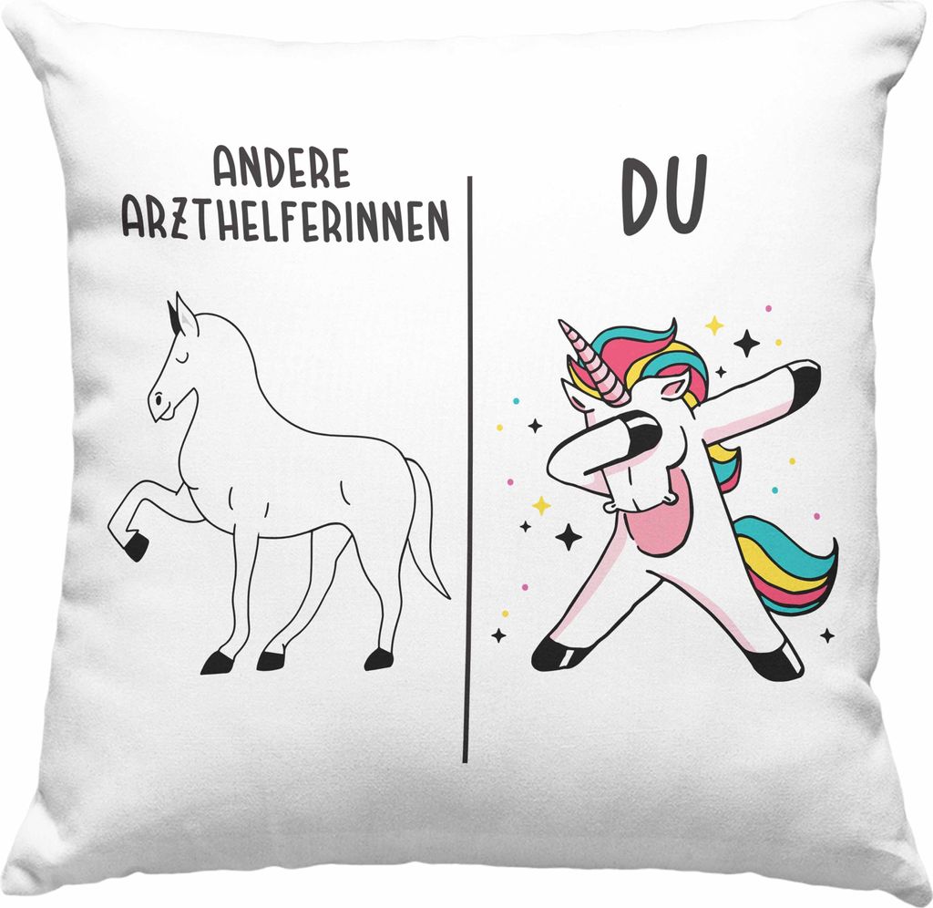 Trendation - Arzthelferin Deko-Kissen mit Füllung 40x40 Geschenk mit Spruch Danke Dankeschön Geschenkidee für Arzthelferinnnen (Grün)