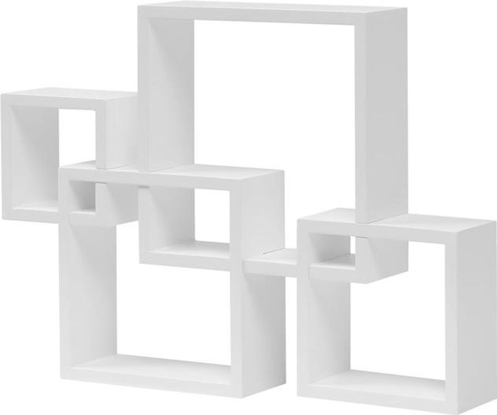 Happy Home TV Hintergrund Wand Dekoratives Regal - Kreatives Gitter Wandregal ohne Bohren - Weißes Wandregal mit 4 Quadrate