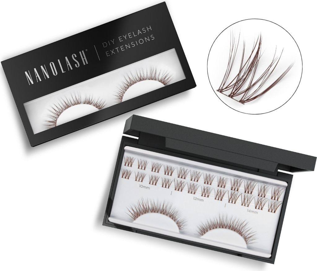 Braune cluster wimpern zur DIY Wimpernverlängerung zu Hause Nanolash INNOCENT