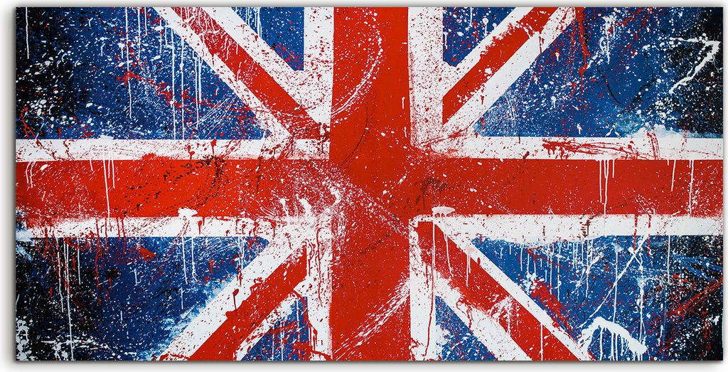 Coloray - Glasbild - 120x60 cm - Wandbild - Glasbilder - Flagge London Graffiti Union England