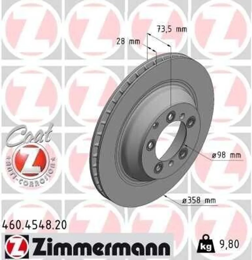 Disque de frein Zimmermann 460.4548.20 pour Porsche Taycan Y1 arrière