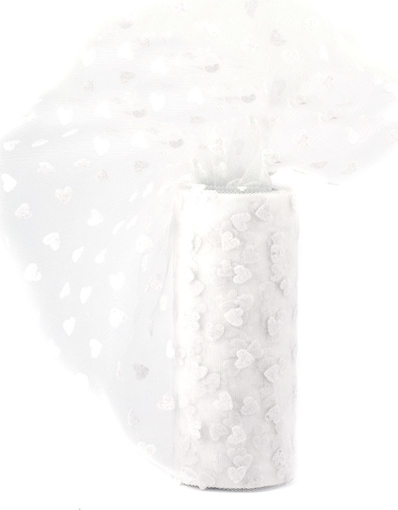 tüllstoff tüllband tüllrolle dekostoff transparent schleifenband zum basteln samtherzen weiß 15 cm