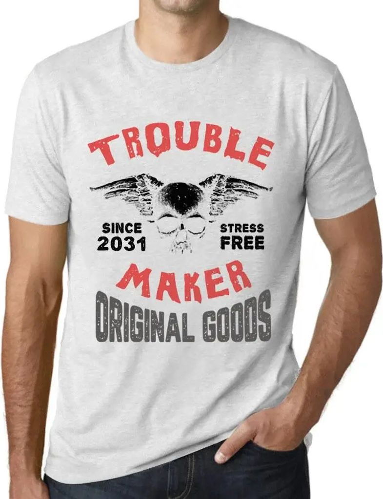 Herren Grafik T-Shirt Troublemaker stressfrei seit 2031 – Trouble Maker Stress Free Since 2031 – Öko-Verantwortlich Vintage Jahrgang Kurzarm L...