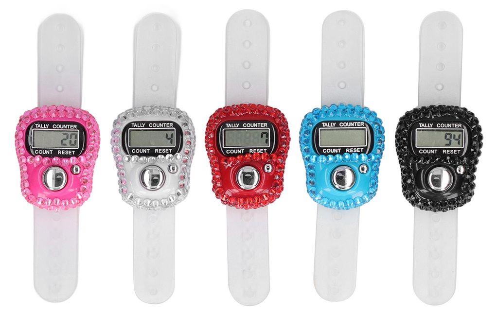 5-teiliger Fingerzähler mit Reset-Knopf, leuchtenden Farben, hoher Genauigkeit, automatischer Schlafmodus, Zähler für Sporttraining und Fitnesss...