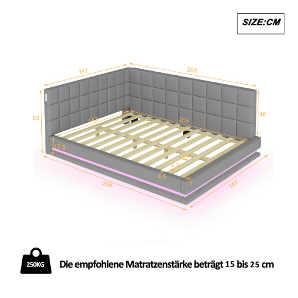 okwish Polsterbett 140×200cm Schlafsofa mit Produktbild 5
